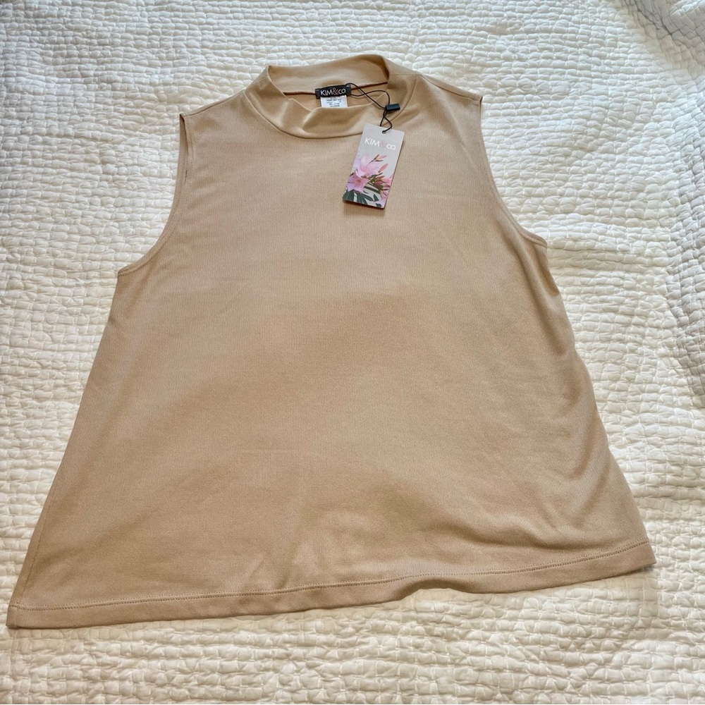 NWT Kim & Co. Soft Touch Sleeveless Mock Neck Top